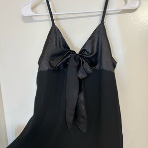 black ribbon tie satin chiffon babydoll cami
